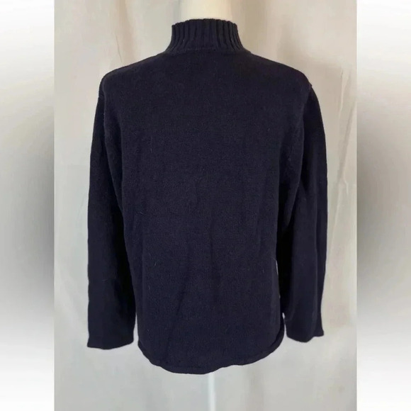 Crystal Kobe Blue Christmas Zip cardigan Sweater Santa's clothes snowflakes M - Picture 9 of 16